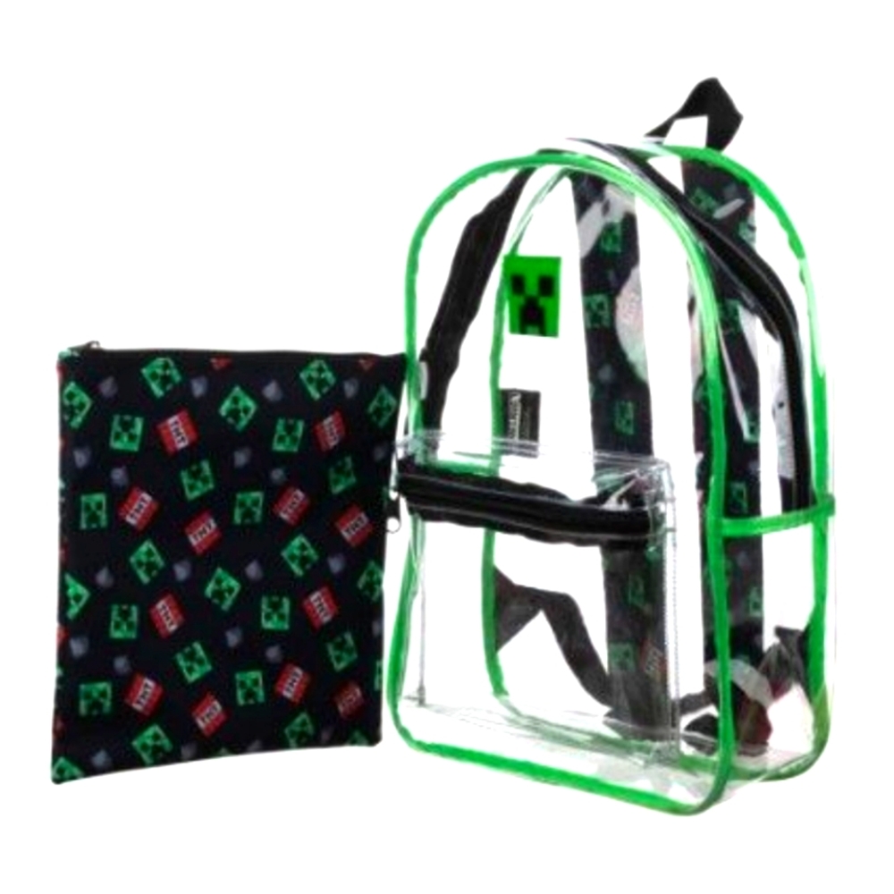 Minecraft Creeper Clear Backpack w/Removable Pouch